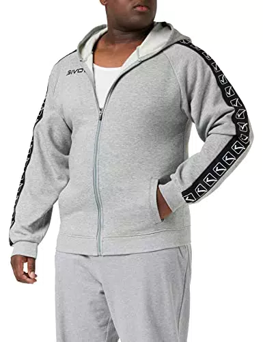 GIVOVA BA10-0043-2XL Felpa Full Zip Band, Grigio Melange Chiaro, 2XL