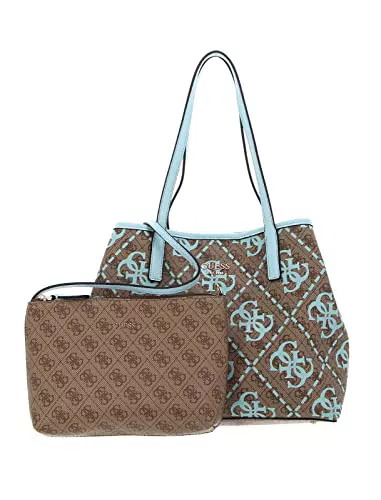 Guess Vikky Tote, Borsa Donna, latte/azzurro ghiaccio