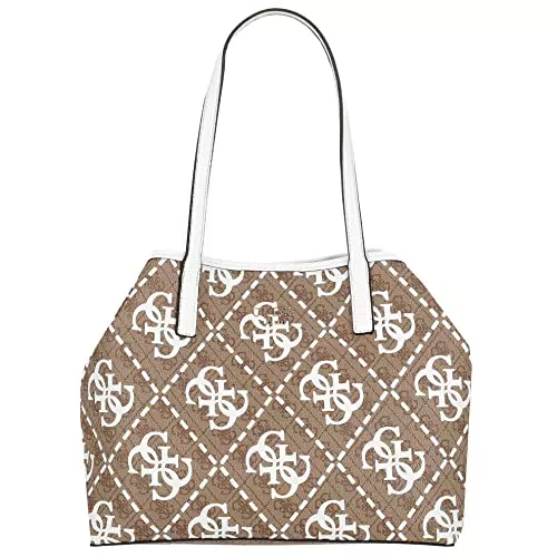 Guess Vikky Tote, Borsa Donna, Latte Logo/White, Unica