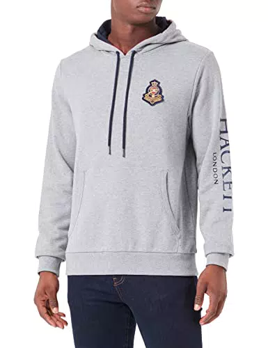 Hackett London Felpa con cappuccio, grigia, M