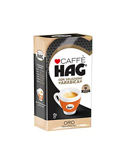 Hag - Caffè Macinato Decaffeinato Gusto Oro - Miscela Caffè per Moka 100% Arabica - 16 Confezioni - Pacco da 250 gr