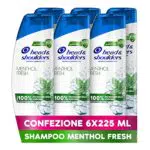 Head & Shoulders Shampoo Antiforfora Menthol Fresh, per Capelli Grassi