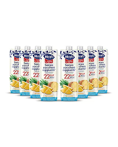 Hero Light Bevanda di Frutta Gusto Ananas, Succo con Pochissime Calorie per Porzione