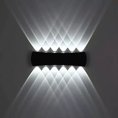 Hommdiy 12W Applique Esterno Interno LED Rettangolare, Nero