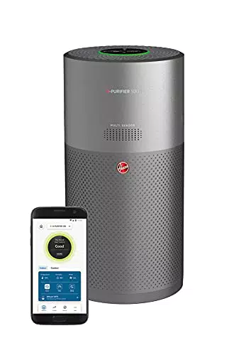 Hoover HHP55CA011 Purificatore d'Aria con Filtro HEPA e Filtro ai Carboni Attivi per Allergeni e Pollini, Titanio