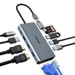 Hopday 12 in 1 USB C Hub, Display Triplo Stazione docking USB C tramite VGA/2*HDMI