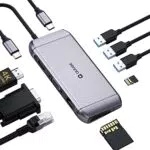 Hub USB C Adattatore Multiporta, QUUGE Docking Station 9 in 1 per Laptop con 3 USB 3.0