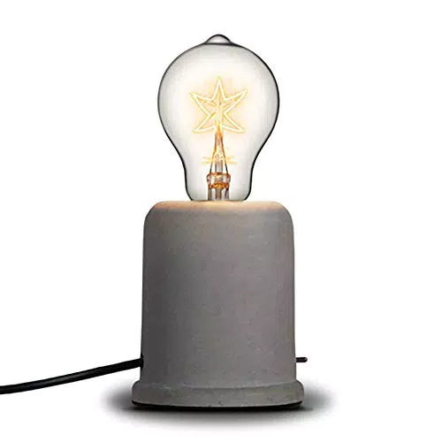 IJ INJUICY Loft Vintage Lampada da Tavolo Cemento Base Classico Antico LED Lampada da Scrivania Comodino per Ufficio Laboratorio Camera da Letto Soggiorno Cafe Bar