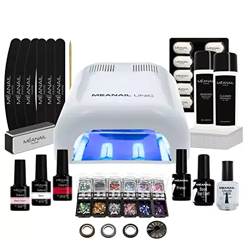 KIT UNIC DELUXE WHITE MEANAIL • Kit Semipermanente Unghie Professionale Completo • Lampada UV 36 WATT Bianca NO timer