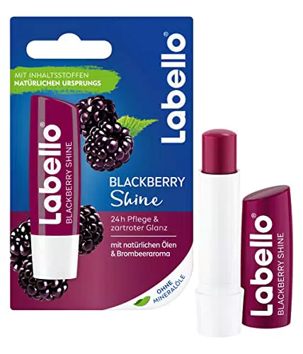 Labello Blackberry Shine in confezione da 1, matita per la cura delle labbra con delicata lucentezza rossa e pigmenti brillanti