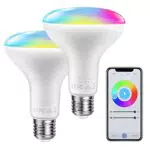 Lampadine smart Cambia Colore RGB con Controllo App, 2 pezzi