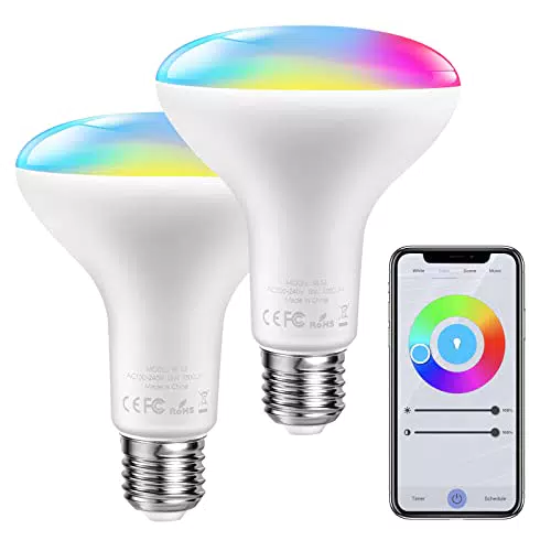 Lampadine smart Cambia Colore RGB con Controllo App, 2 pezzi