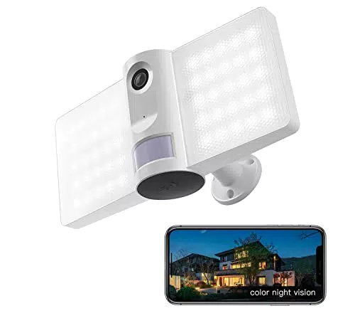 LAXIHUB Telecamera di sicurezza da esterno con luci led, bianco
