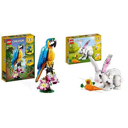 LEGO 31136 Creator Pappagallo Esotico, Set 3 in 1 con Pesce e Rana