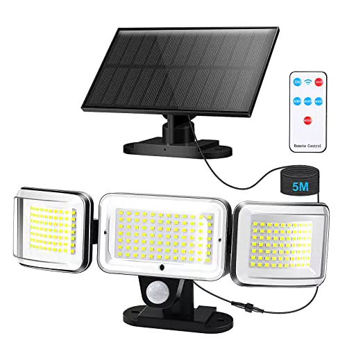 LEOEU Luci Solari Esterne, 224 LEDS 1800mAh Luce Solare da Parete con Rilevatore di Movimento