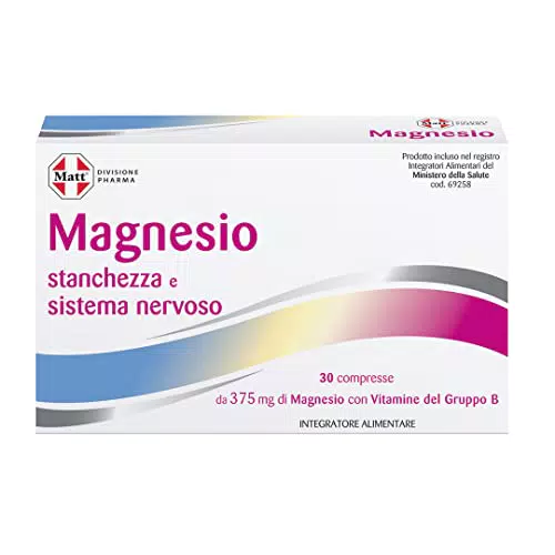Matt Divisione Pharma - Magnesio - Integratore in Compresse da 375 mg - Con Vitamine del Gruppo B - 30 gr