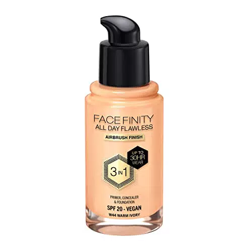 Max Factor Facefinity All Day Flawless 3 in 1 Fondotinta Liquido a Lunga Durata, Warm Ivory