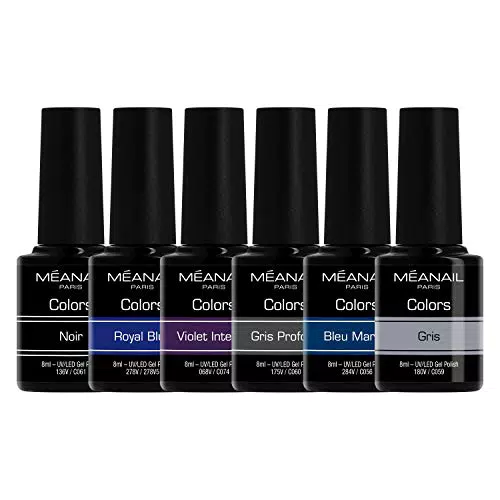 Méanail Paris • Cofanetto 6 Smalti Semipermanenti per Unghie Gel UV LED, Set Blue Monday