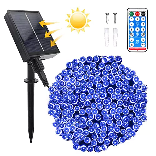 Micacorn Luci Stringa Solare, Energia Solare Impermeabili Luci 22 Metro 8 Modalità 200 LED Luci Solari Esterno con Telecomando per Case Giardini Decorazioni Natalizie Feste