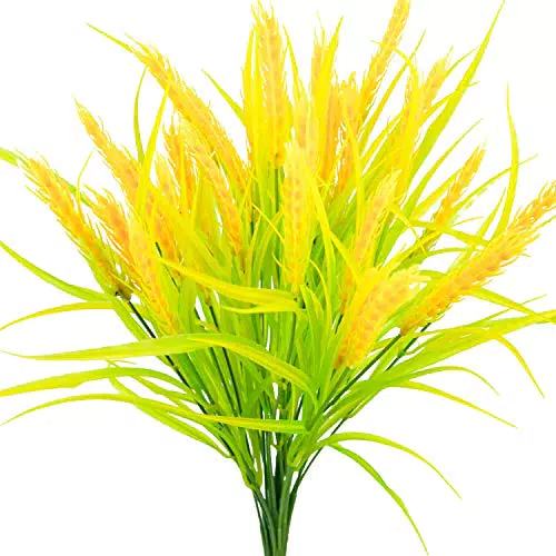 Narcisi artificiali Fiori finti ， 4 fasci gialli resistenti ai raggi UV verde fogliame piante arbusti per giardino ， fioriera pensile per esterni giardino domestico Deco per matrimoni