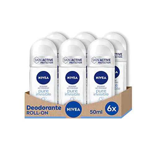 NIVEA Pure Invisible Roll-On deodorante, 6 x 50 ml