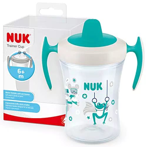 NUK Bicchiere Antigoccia con Beccuccio Morbido, color Rana Verde