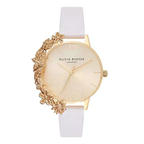Olivia Burton Orologio Analogico al Quarzo da Donna con Cinturino in Pelle Grigio