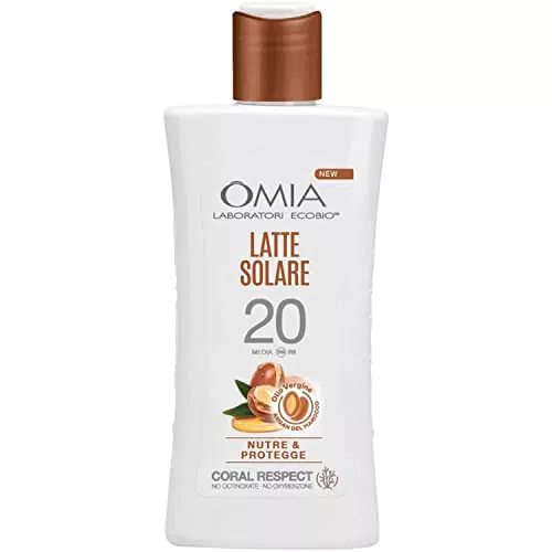 Omia, Latte Solare Protettivo Nutre SP20 Viso e Corpo Protegge con Olio di Argan del SPF Marocco 20