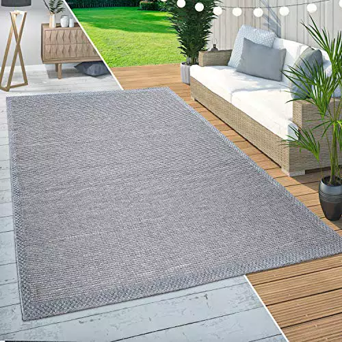 Paco Home Tappeto per Esterno da Balcone Terrazza Tappeto Cucina Moderno Bordature Beige