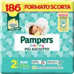Pampers Baby Dry Mini, 186 Pannolini, Taglia 2 (3-6 kg)