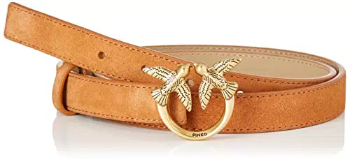 Pinko Love Berry H2 Belt Suede Cintura, L58Q_Cuoio-Antique Gold