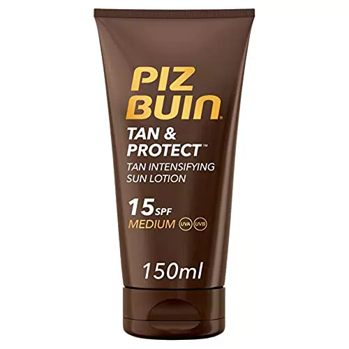 PIZ BUIN Lozione Solare Intensificatrice dell’Abbronzatura, Tan & Protect, 15 SPF