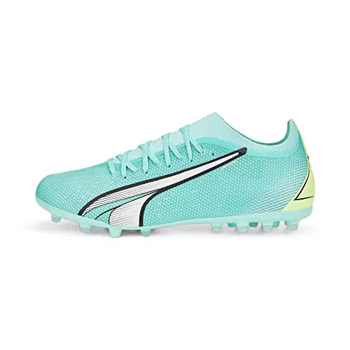 PUMA Ultra Match MG, Scarpe da Calcio Uomo, Elettrico Peppermint Bianca Fast Giallo