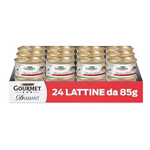 Purina Gourmet Diamant Umido Gatti Sfilaccetti con Vitello, 24 Lattine da 85g