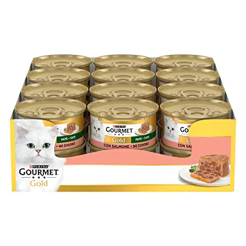 Purina Gourmet Gold Patè Umido Gatti con Salmone, 24 Lattine da 85 g