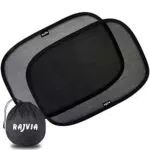 Rajvia Parasole Auto per bambini - Extra scuro con protezione UV certificata - Set di 2 Tendine Parasole autoadesivi per bambini