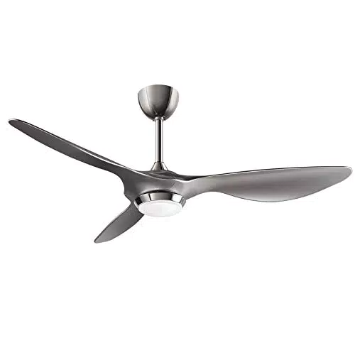 reiga 132CM Ventilatore da soffitto argento con luce LED dimmerabile Telecomando Lame moderne Motore CC reversibile silenzioso