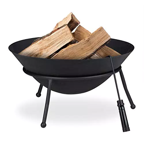 Relaxdays Caminetto da Giardino con Attizzatoio