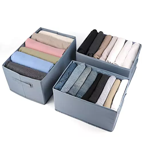 Sofore Set di 3 Organizer per Cassetti per armadio, Grigio