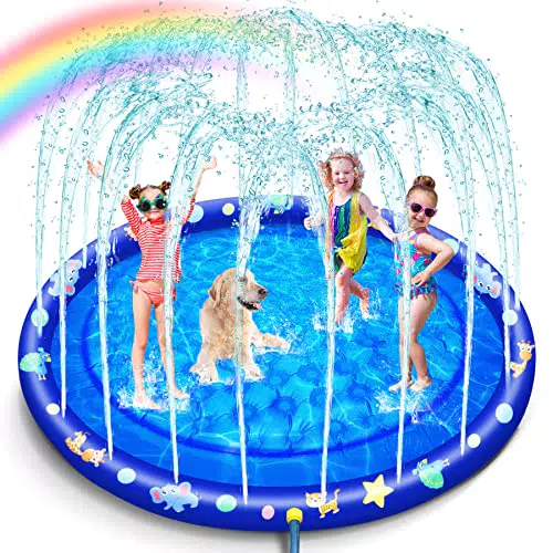 Splash Pad Tappetino Gioco d'Acqua per Bambini, 172cm all'Aperto Piscina Irrigatore per Bambini