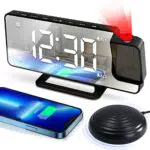 Sveglia forte con agitatore da letto, PEMOTech 7, 5 '' orologio digitale LED con proiettore a 180°