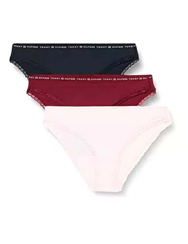 Tommy Hilfiger 3P Bikini Micro Lace Mutandine, Light Pink/Rouge/Desert Sky