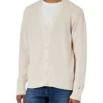Tommy Hilfiger Cardigan con Struttura a Costine, Feather White