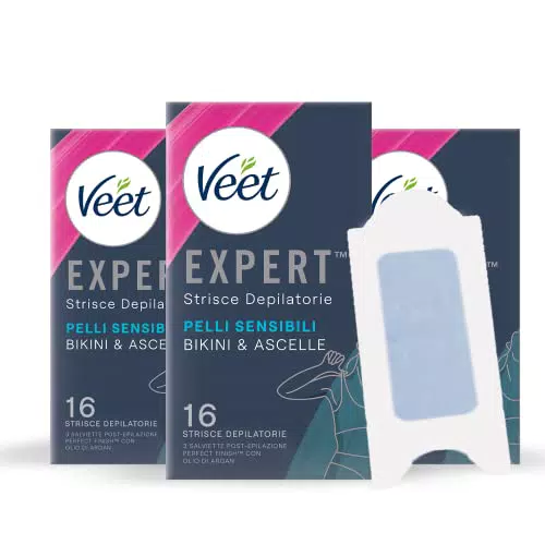 Veet Expert 48 Strisce Ascelle e Zona Bikini Pelli Sensibili