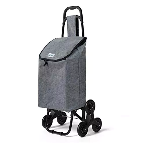 VOUNOT Carrello Spesa con 3 Ruote per Saliscale, Carrello Portaspesa Pieghevole