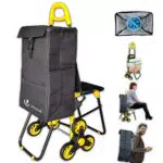 VOUNOT Carrello Spesa Pieghevole con 3 Ruote e Seduta