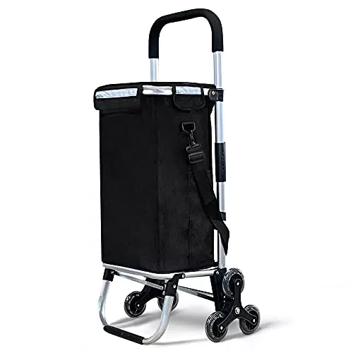 VOUNOT Carrello Spesa Pieghevole in Alluminio, Carrello Portaspesa 6 Ruote con Borsa Termico