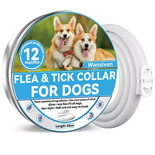 Wansiven Collari Antipulci per Cani, Collari Antipulci Regolabili da 65 cm per Cani
