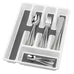 WENKO Portaposate antiscivolo - Inserto posate per cassetti, Bianco