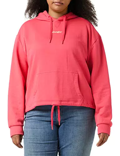 Wrangler Felpa con Cappuccio Drawcord, Rosa Acceso, S